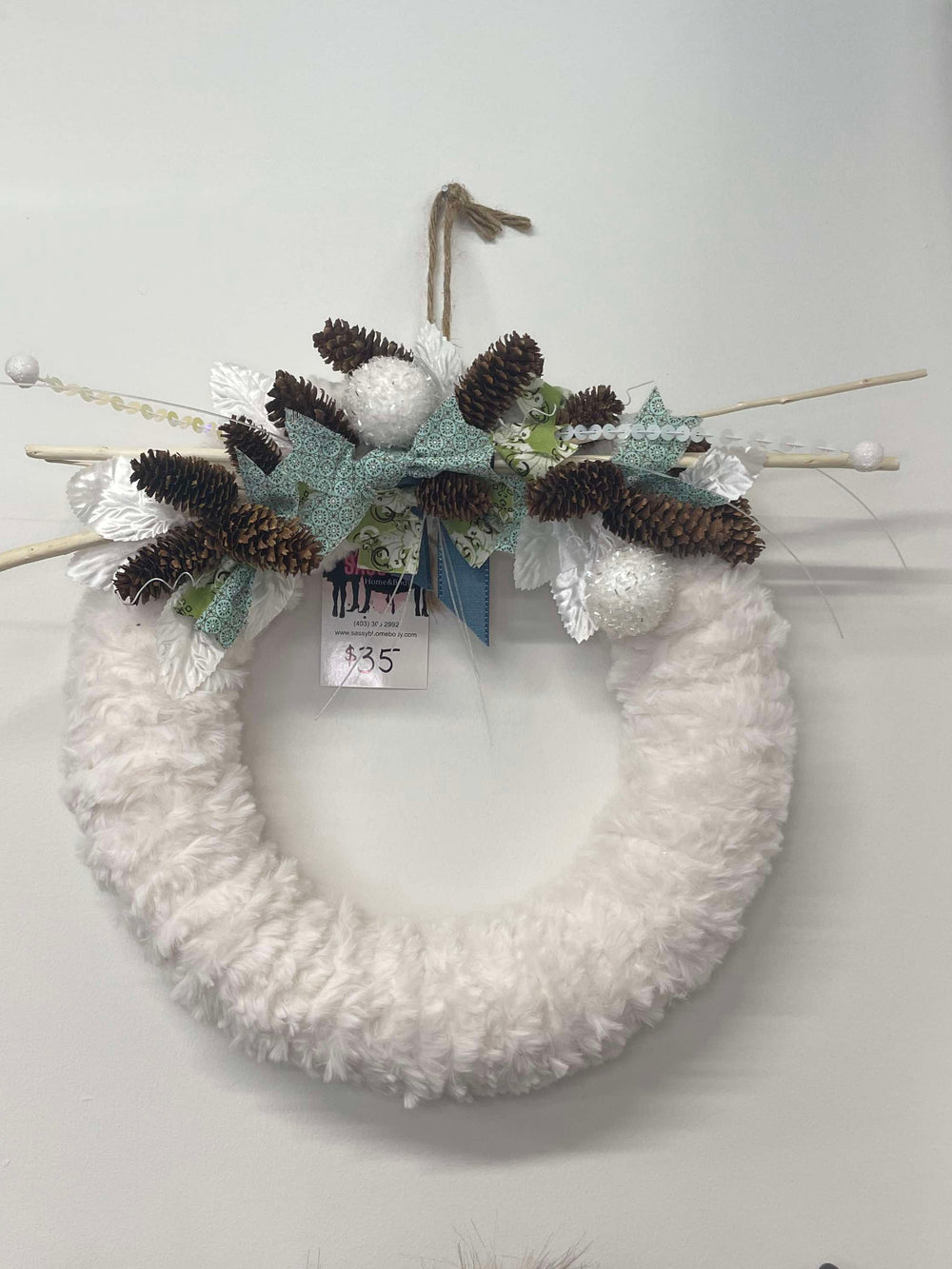 Fuzzy White Wreath