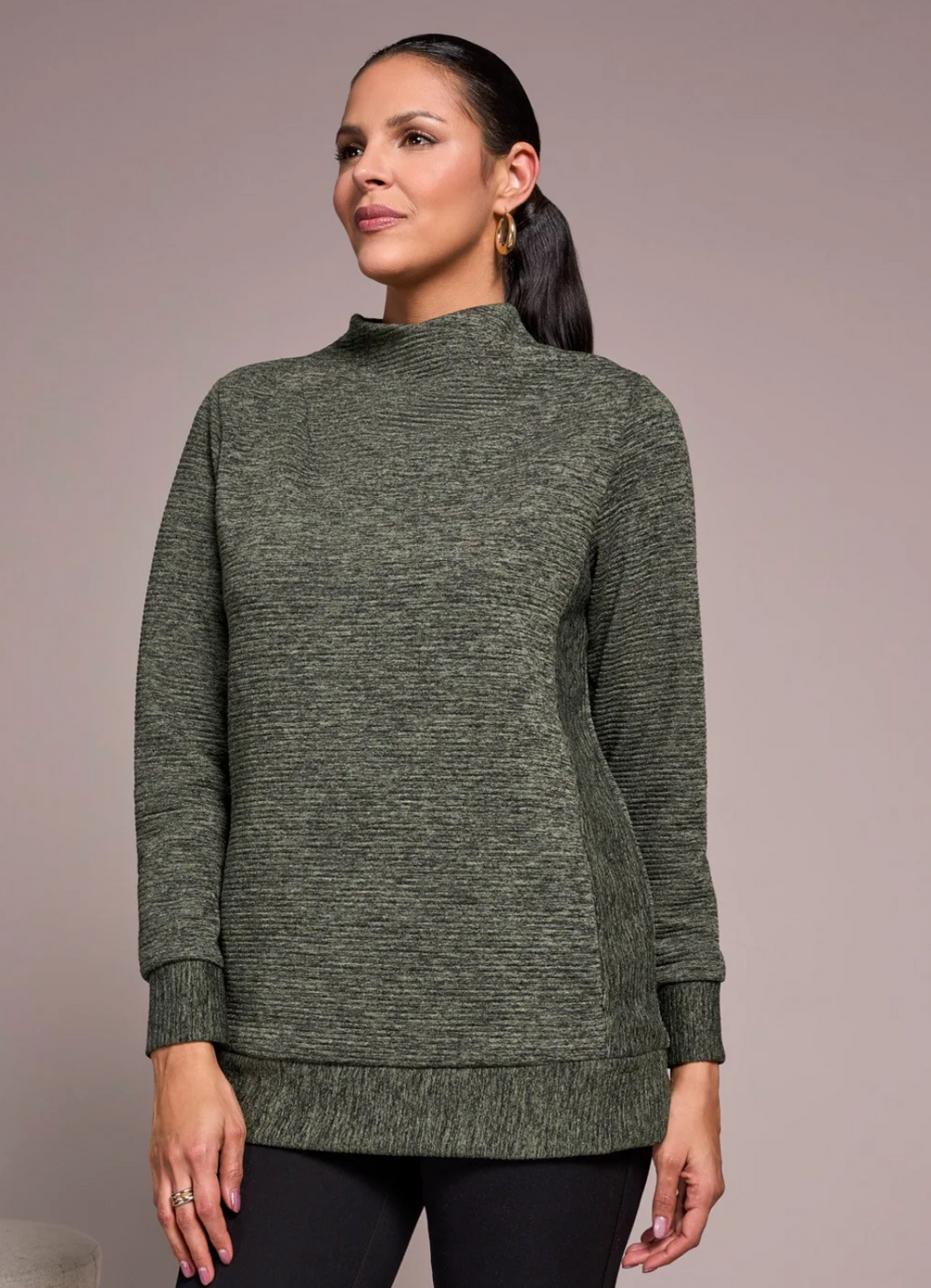 Chive Long Sleeve Tunic with Invisible Pocket