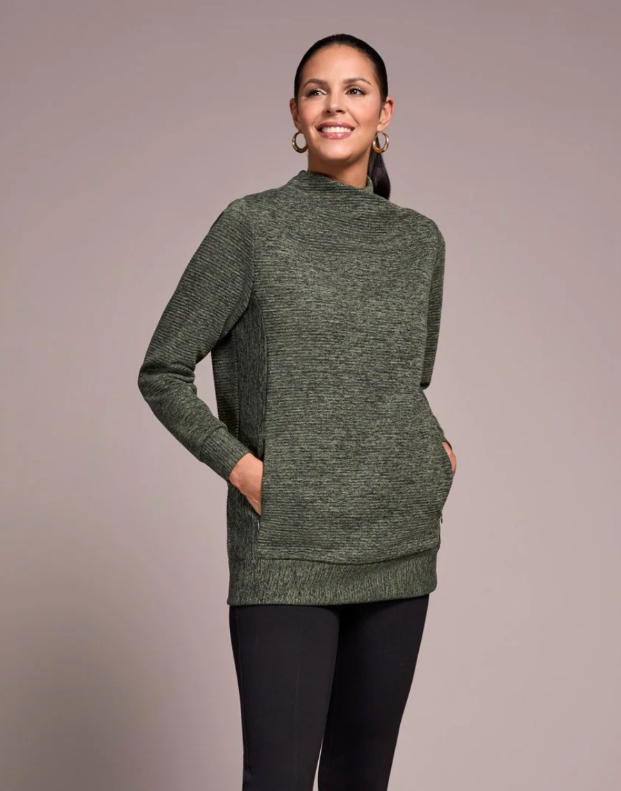 Chive Long Sleeve Tunic with Invisible Pocket