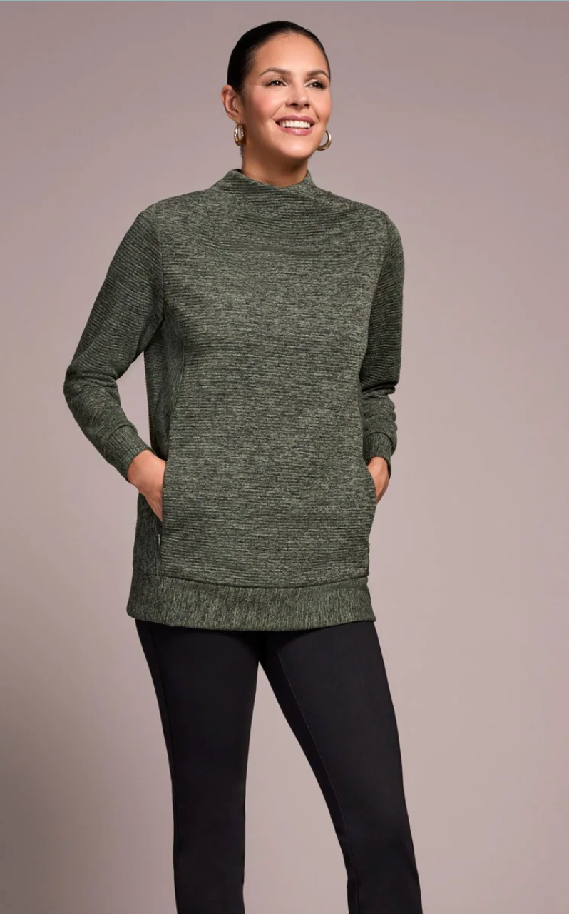 Chive Long Sleeve Tunic with Invisible Pocket