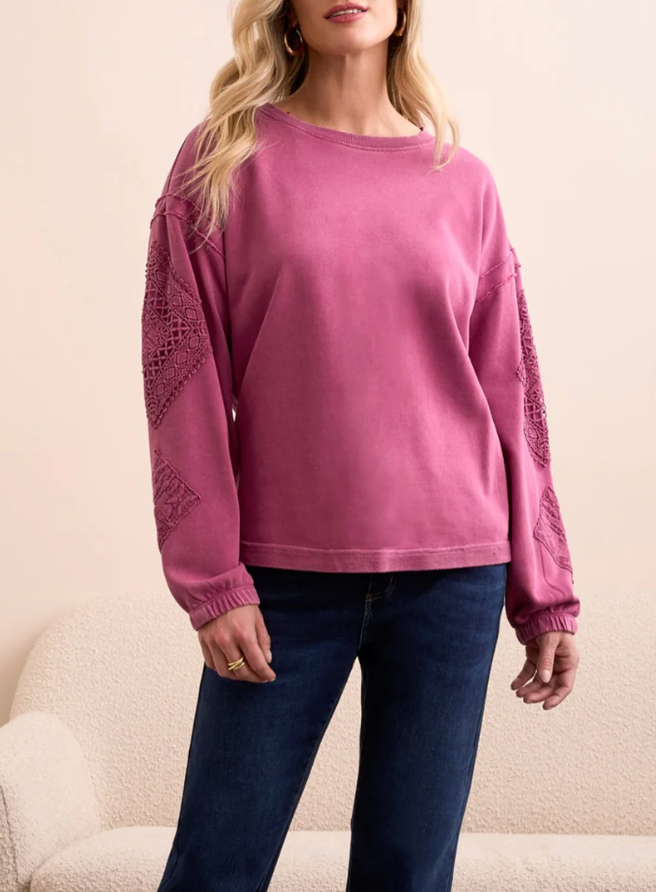 Crew Neck Long Sleeve with Embroidered Applique