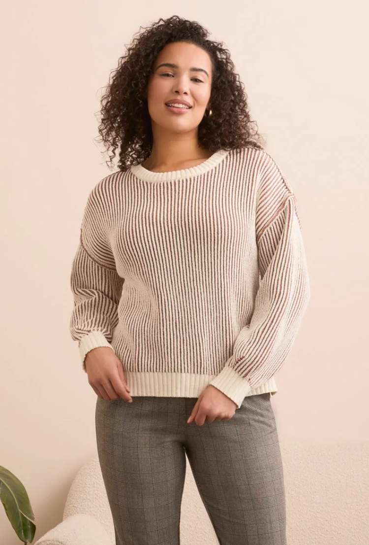 Crew Neck Sweater with Side Slit