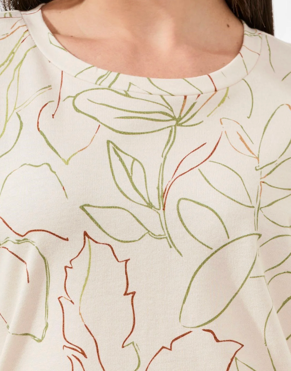 Crew Neck Top with Detailed Side Slit Eggshell by Tribal