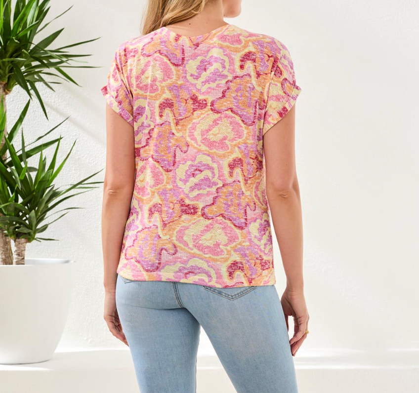 Mock Neck Color Bloc Top Mango by Tribal