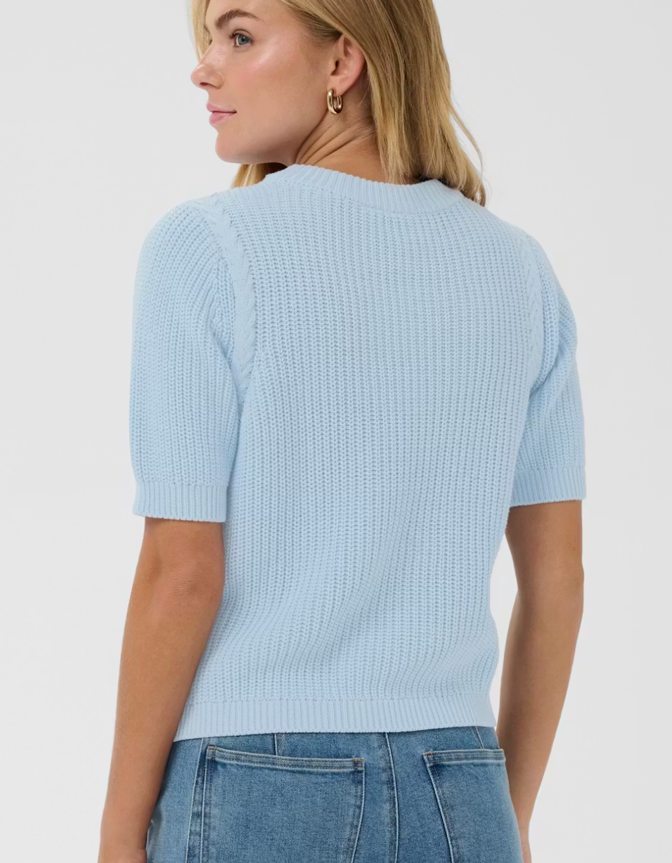 Pilia Short Sleeve Knit Pullover in Sky Blue