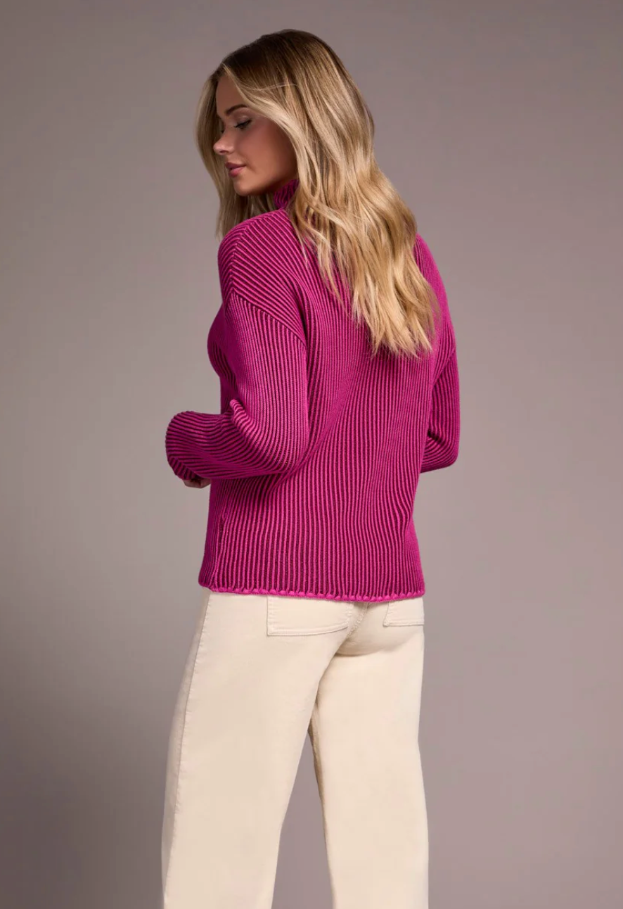 Pink Long Sleeve Funnel Neck Sweater