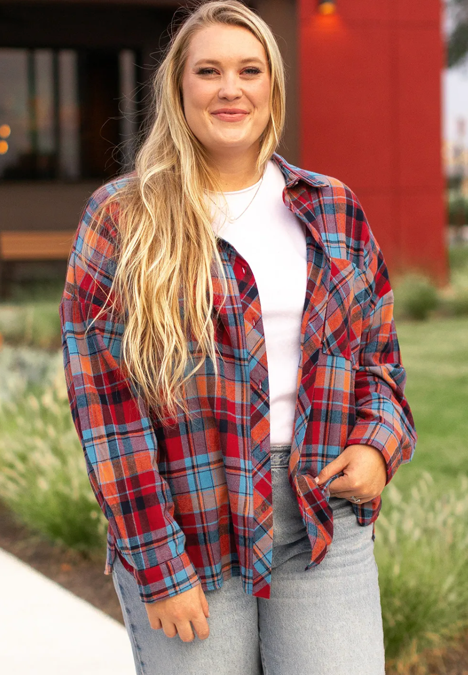 Red Plaid Button Up Shirt