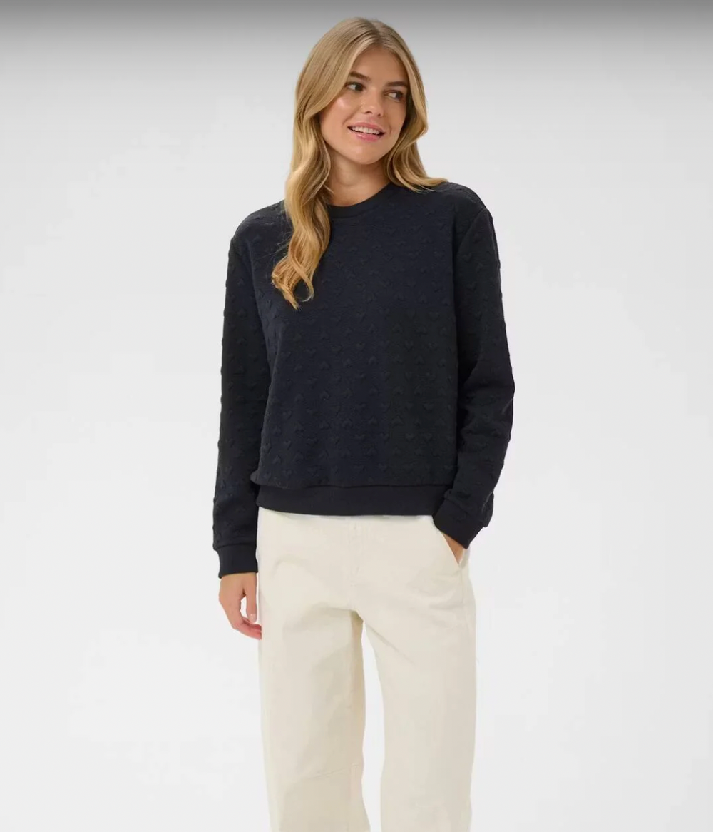 Padmia Embossed Heart Sweatshirt in Midnight Sky