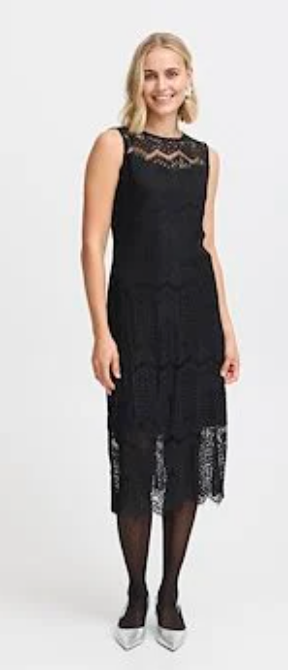 Cate Lace Overlay Dress in Black