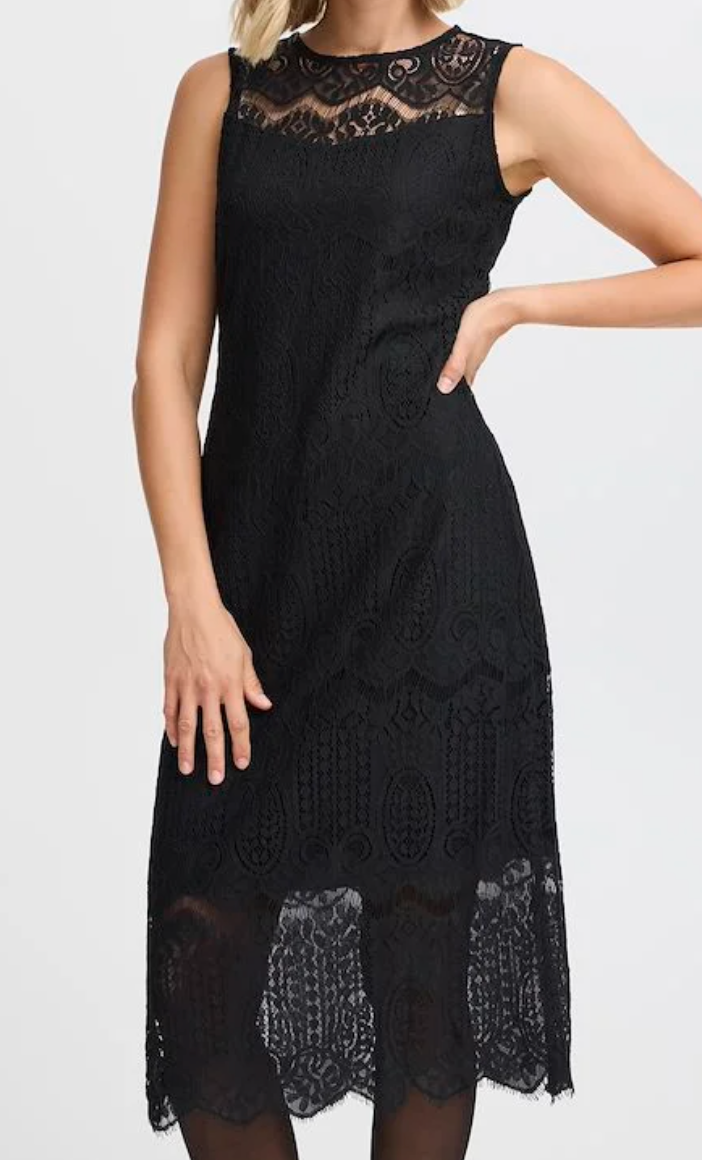 Cate Lace Overlay Dress in Black