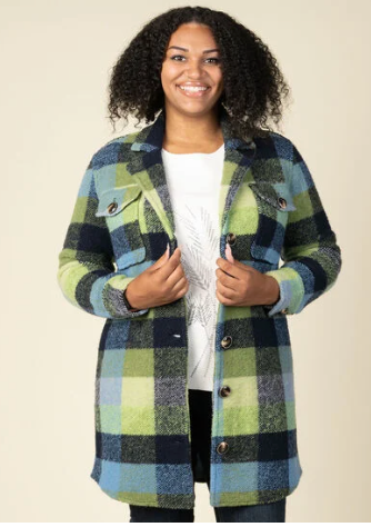 Notch Collar Jacket, Blue & Green, by Tribal