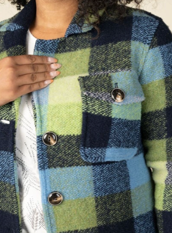 Notch Collar Jacket, Blue & Green, by Tribal