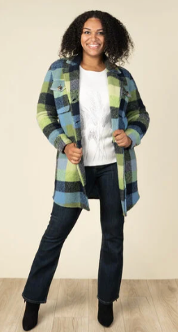 Notch Collar Jacket, Blue & Green, by Tribal