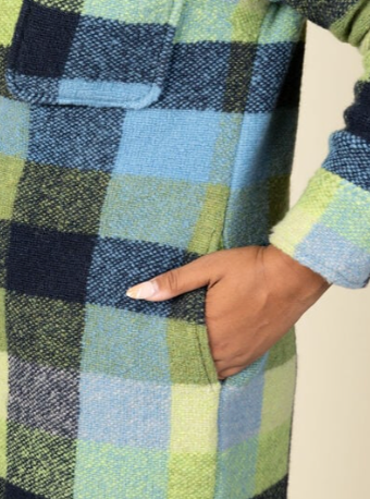 Notch Collar Jacket, Blue & Green, by Tribal
