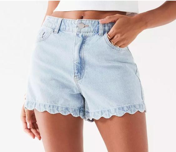 Scallop Denim Shorts