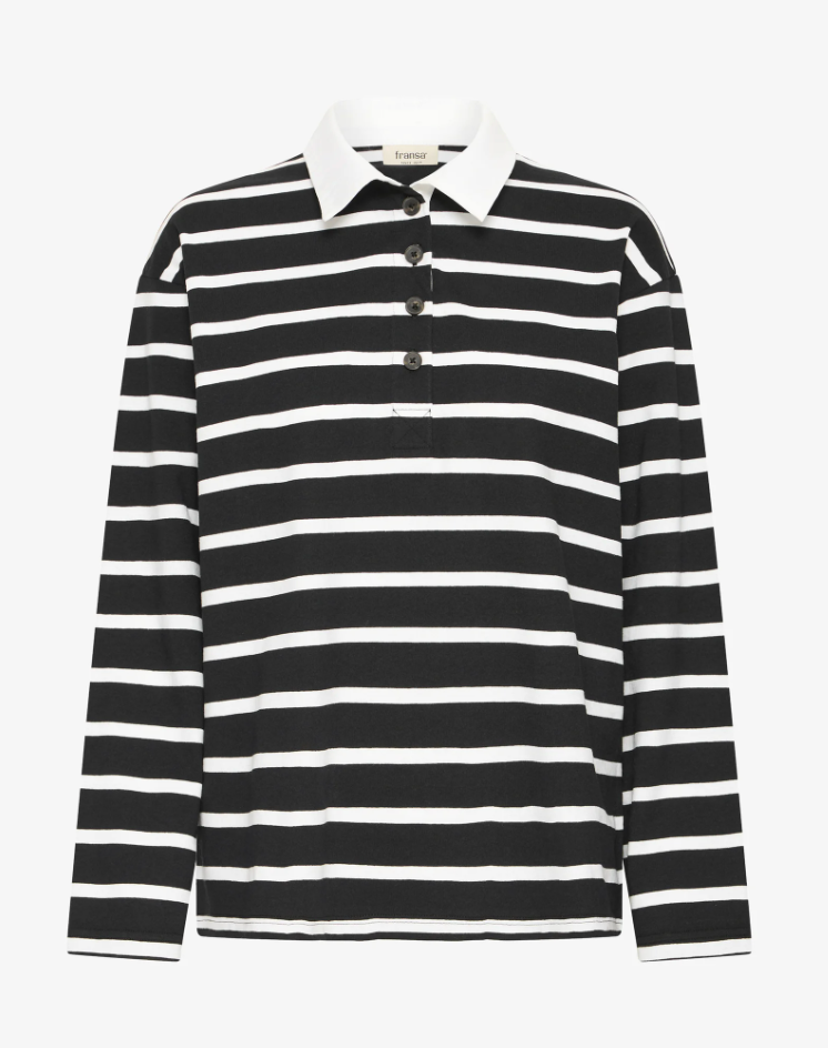 Black and White Polo Top