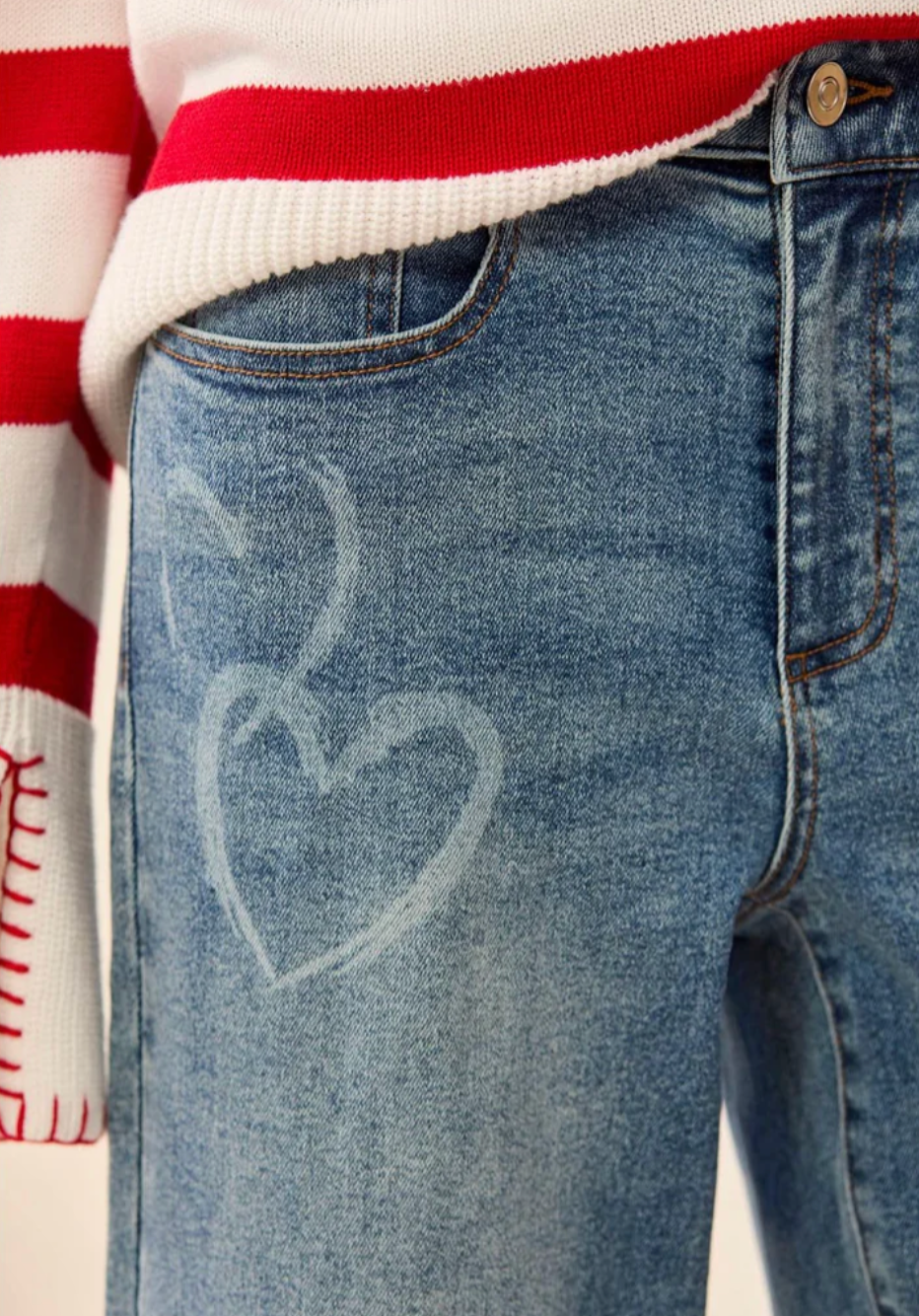 Sophia Curvy Heart Print Jeans by Tribal