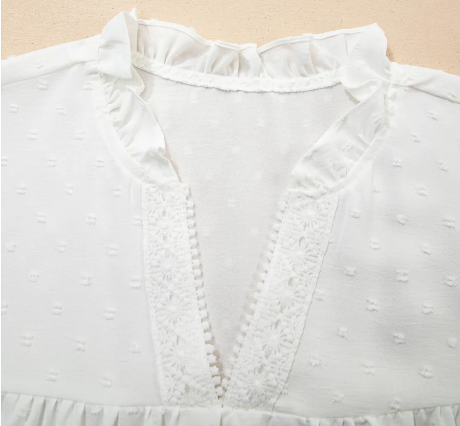 V-Neck Boho White Tank