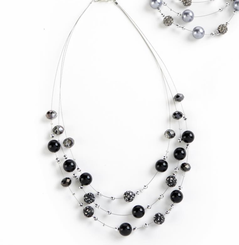 Glass and Rhinestone Multi-Strand Necklace | GC