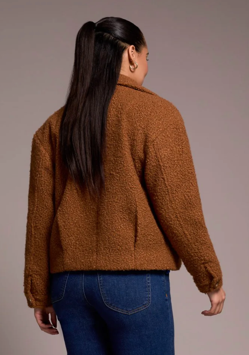 Button Front Boucle Jacket Gingerspice