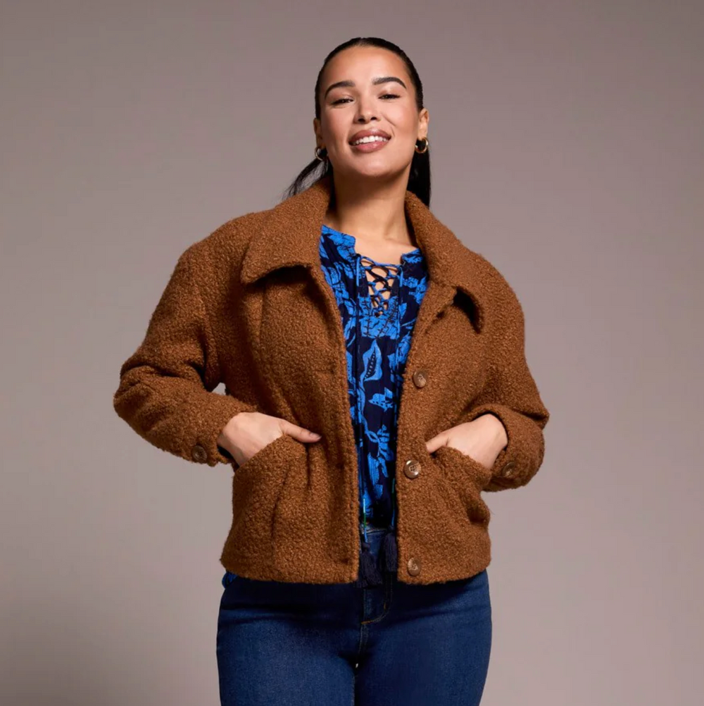 Button Front Boucle Jacket Gingerspice
