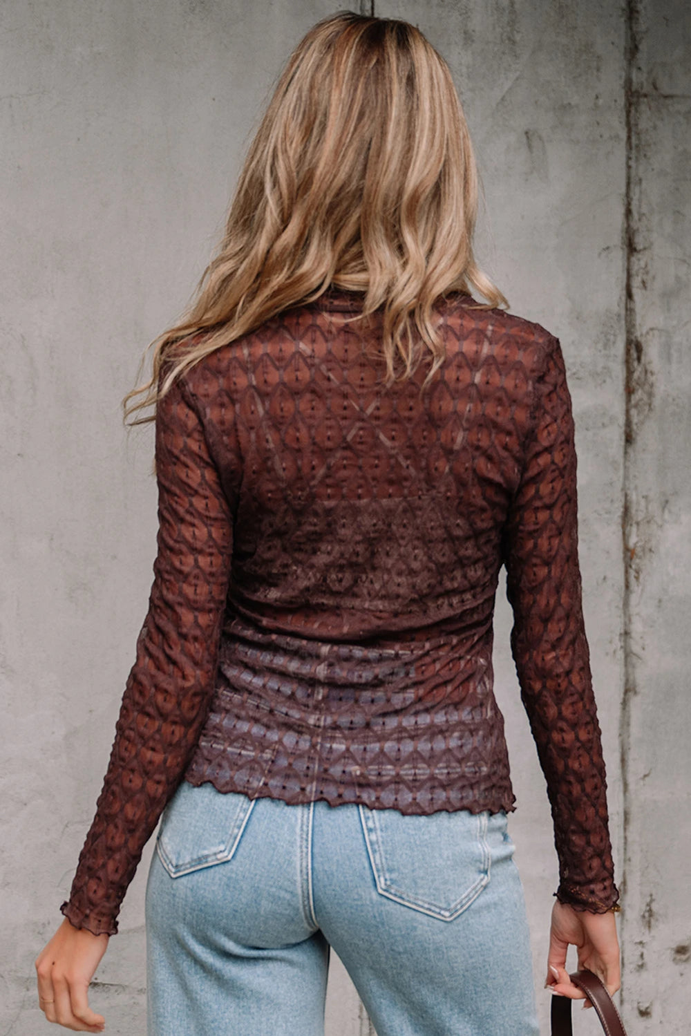 Long Sleeve Mesh Top Black, White, or Brown