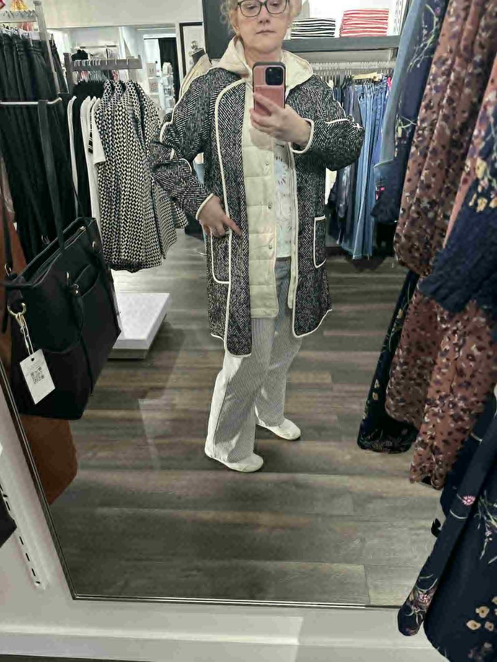 Charcoal and Cream Coat with Fooler Hood by Tribal