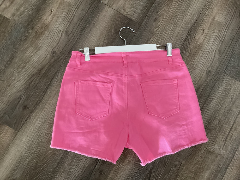 Pink Distressed Denim Shorts