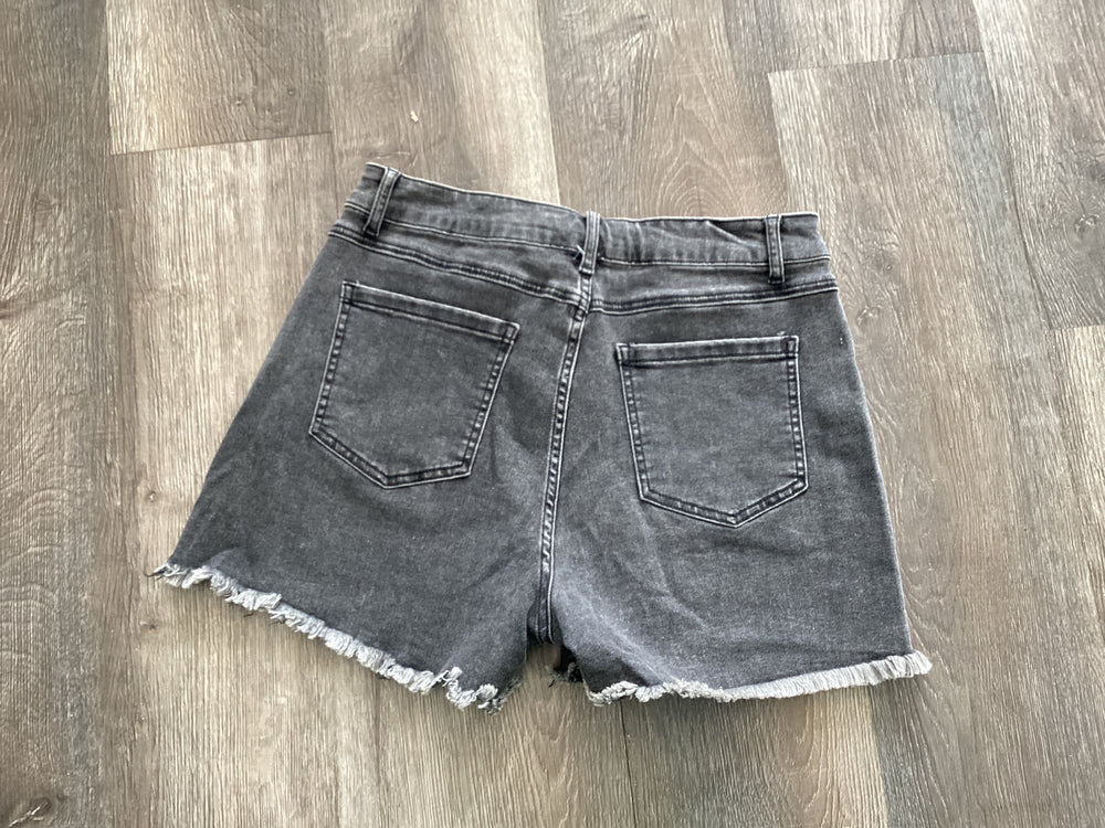Raw Hem Black Denim Shorts