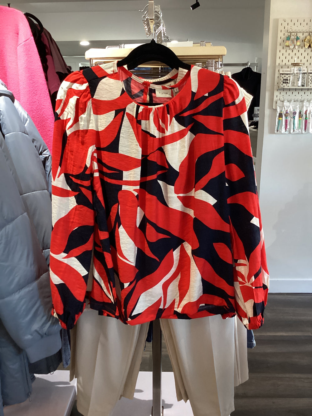 Red and Navy Ariana Blouse by Fransa