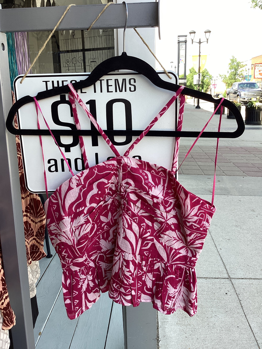 Pink Hawaiian Print Crop Top
