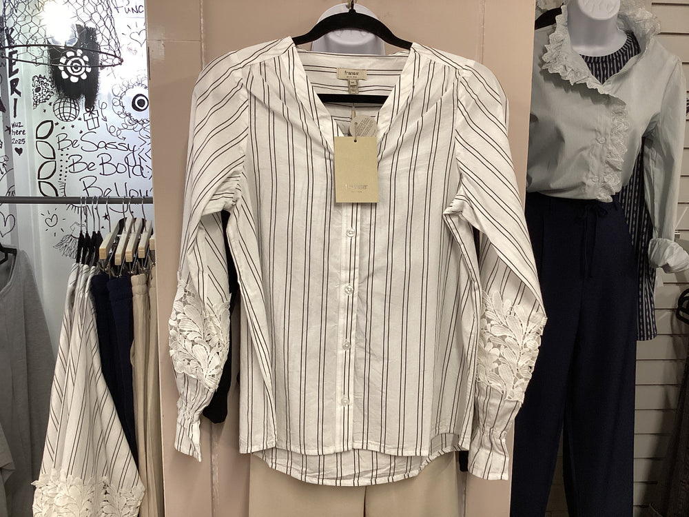 Fibe Blouse with Lace Insert in Sleeve