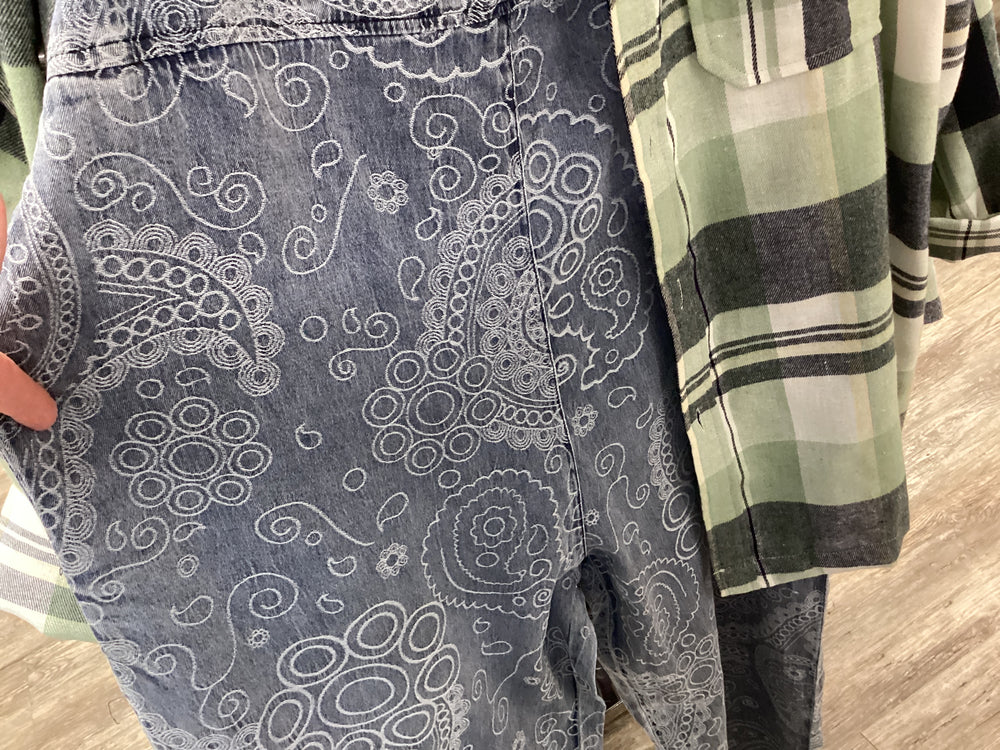 Flourish Embossed Denim Overall