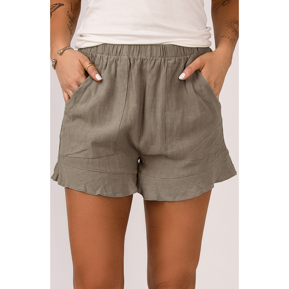 SALE Ruffle Trim Shorts Green or Brown DL000172