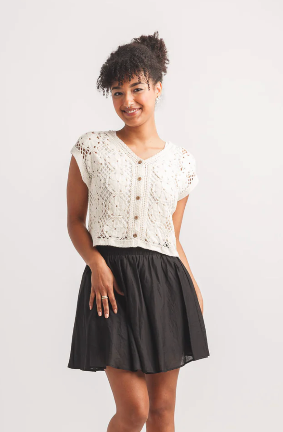 Braided Button Front Top | Papillon