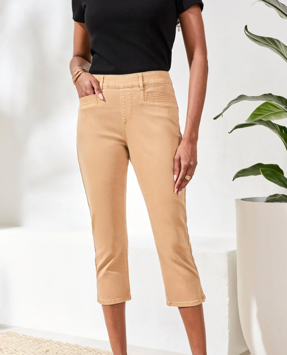 Pull On Capri with Top Stitch Details by Tribal