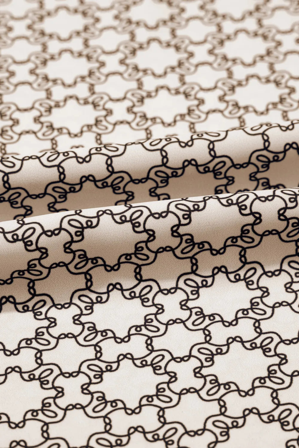 Khaki Plus Size Geometric Print Ruffled Sleeve Blouse