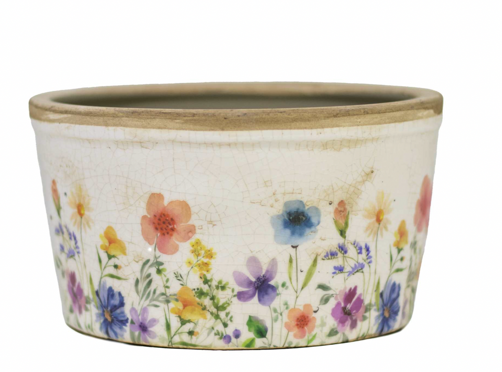 Ceramic White Floral Planter