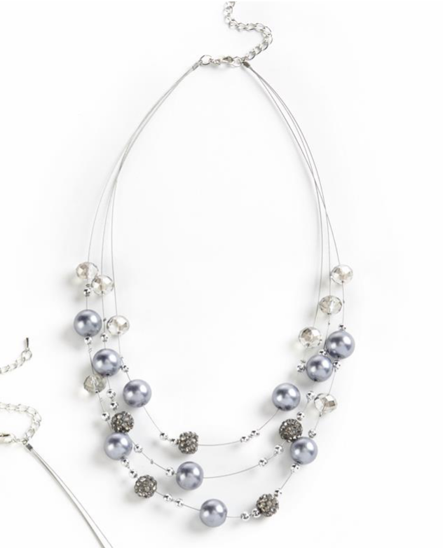Glass and Rhinestone Multi-Strand Necklace | GC