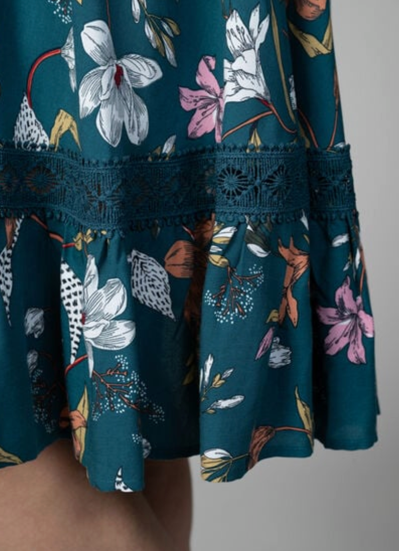 Teal Floral Dress | Papillon